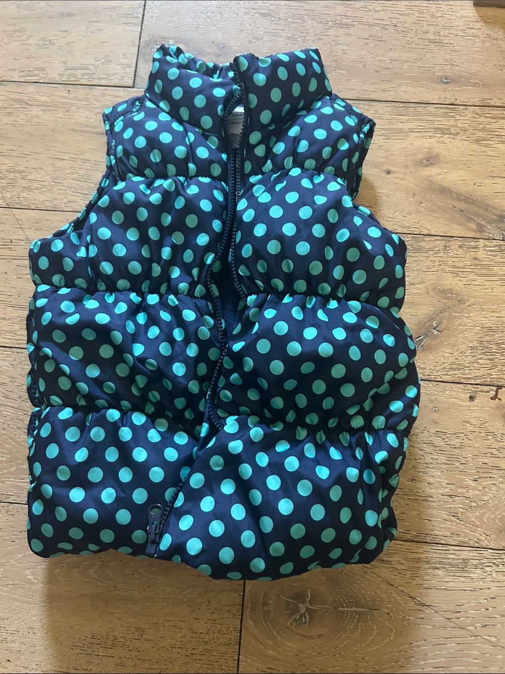 Old Navy Navy Blue Fleece One-Piece with Teal Polka Dot Trim